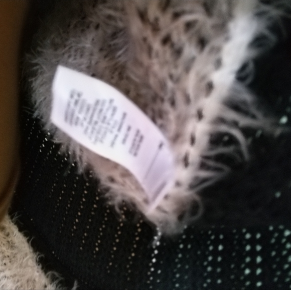 Cupio fuzzy animal print open front collar high low casual sweater vest top Sz L - Picture 9 of 11